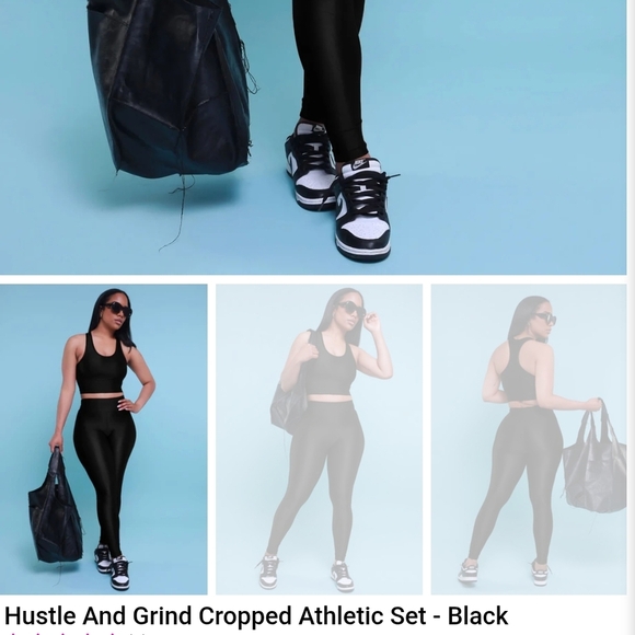 #062 Swank A Posh Cropped Athletic Set - Black - Picture 7 of 9